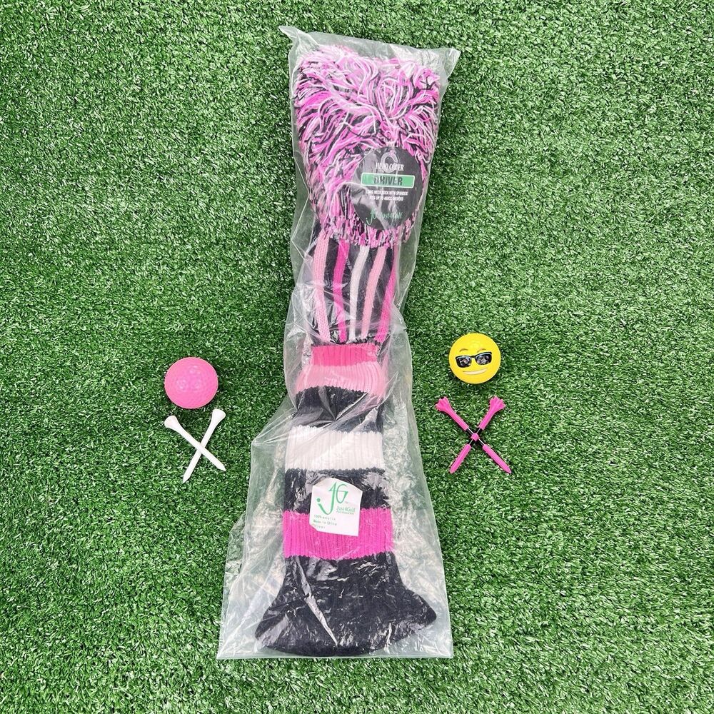 Just for Golf Pom Pom Driver Headcover Pink / White /Black HH072 Spring Gift NWT